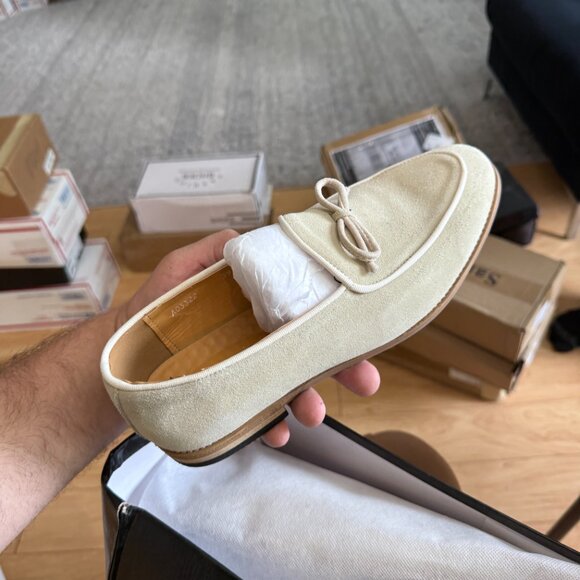 Santimon Men's US 7 - 12.5 Beige Casual Bow Loafers Flats Slip On Casual Shoes - Picture 4 of 12